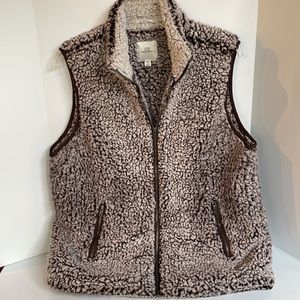 Thread & Supply Sherpa fleece zip front mock collar vest size large